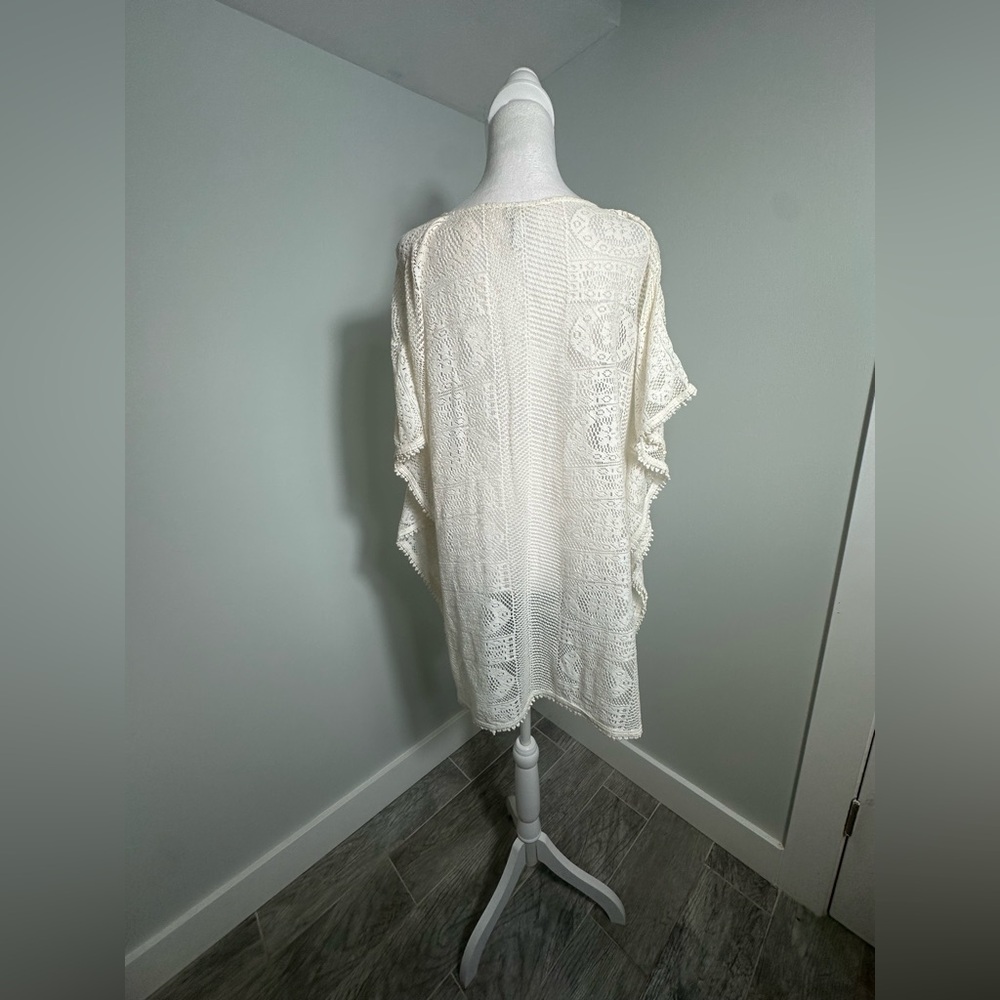 Seafolly Mesh  Boho  Cream  Beach Pool  Mesh Kaftan Coverup Size S/M - Picture 4 of 14